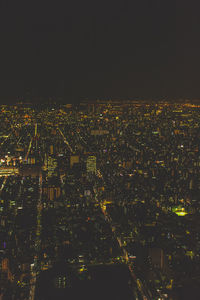 Aerial view of city at night