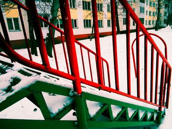 Close-up of red playground