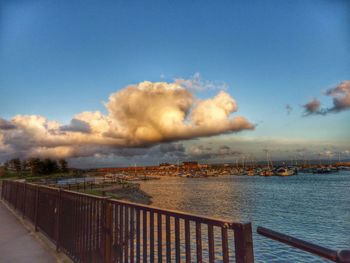 Scenic view of sea against cloudy sky