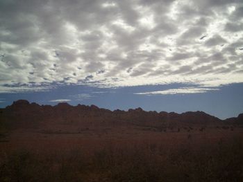 Scenic view of silhouette field against sky