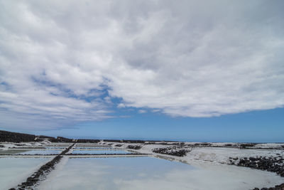 Scenic view of sea against sky during winter