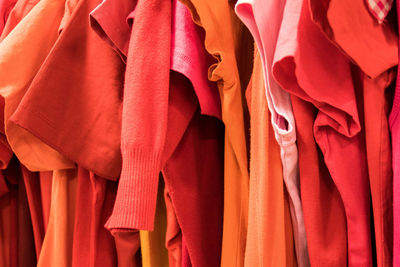 Full frame shot of clothes hanging on display at store