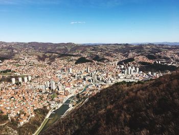 High angle view of townscape against sky