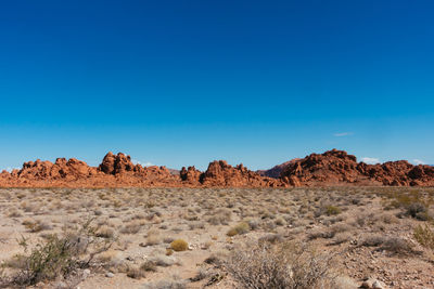 Rock formations against clear sky at valley of fire state park