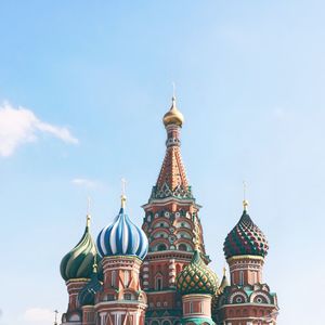 Low angle view of orthodox church against sky