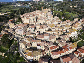 Casale marittimo tuscany italy aerial view of the town