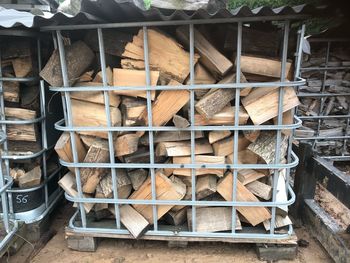 Stack of firewood at lumberyard