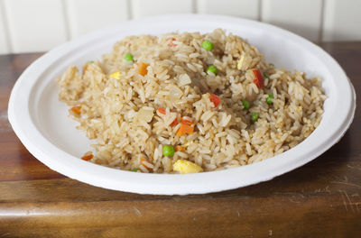 Close-up of meal served on table