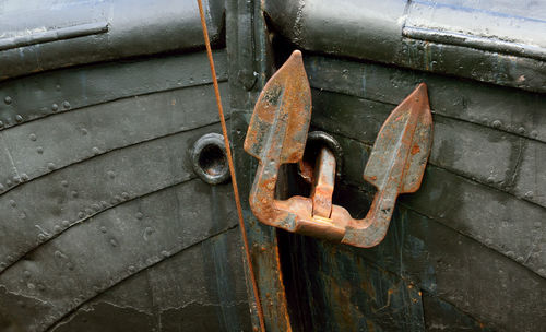 Close-up of rusty anchor