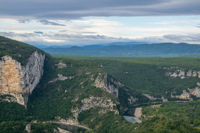 Scenic view of landscape against cloudy sky