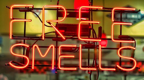 Close-up of illuminated neon sign