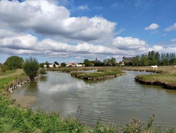 Scenic view of lake against sky