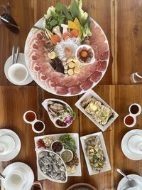 High angle view of food on table