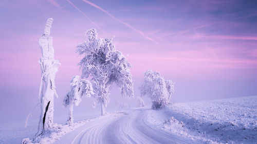 Scenic view of frozen landscape against sky