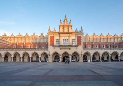 View of historic building against clear blue sky