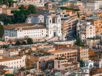 High angle view of buildings in city