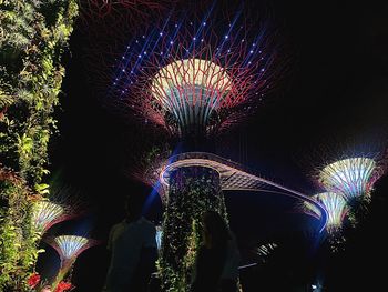 Low angle view of illuminated ferris wheel against sky at night