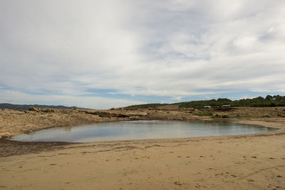 Scenic view of beach against sky