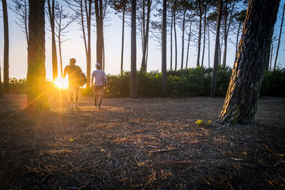 Man walking in forest