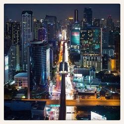 Illuminated cityscape at night