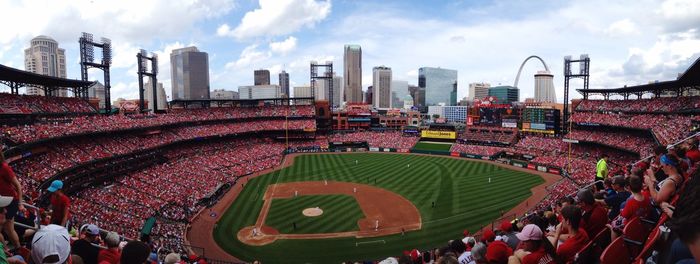 Panoramic view of people in city