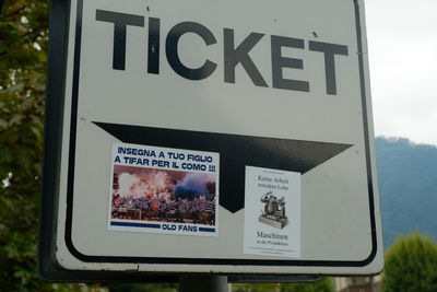 Close-up of road sign