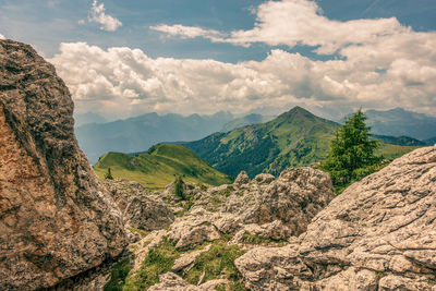 Scenic view of mountains against sky