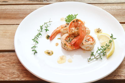 High angle view of meal served in plate