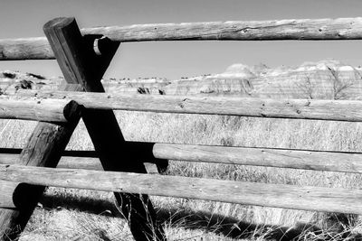 Close-up of wood against sky