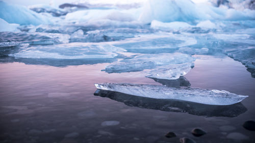 Close-up iceberg in sea