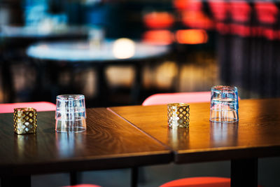 Close-up of glass on table at restaurant