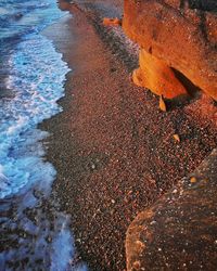 High angle view of sand on beach