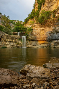 Scenic view of waterfall