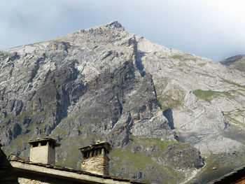 Scenic view of rocky mountains against clear sky