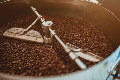 High angle view of coffee beans