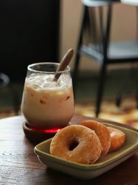 Close-up of breakfast on table