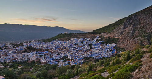 High angle view of townscape against sky