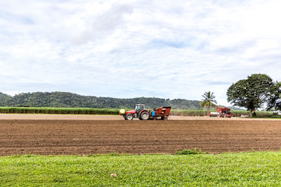 Tractor on agricultural field