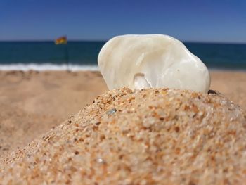 Close-up of ice cream on beach