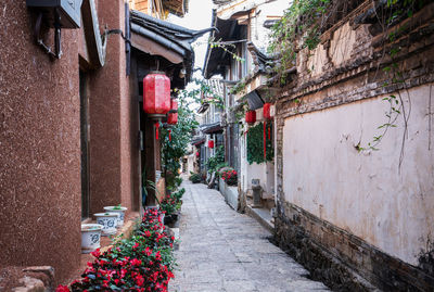 Narrow street amidst buildings in town