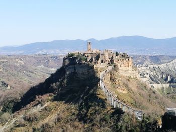 High angle view of castle against sky