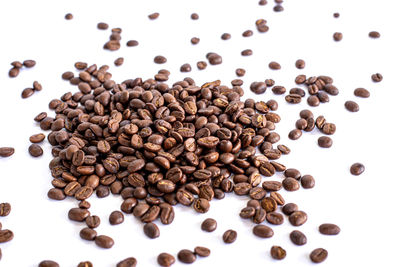 High angle view of coffee beans on table