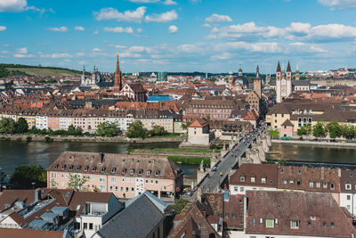 High angle view of townscape against sky