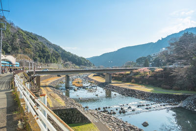 Bridge over river against sky