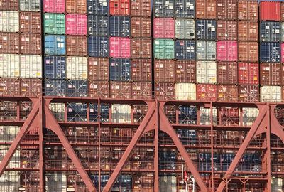 Cargo containers at harbor