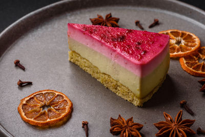 Close-up of food in plate on table