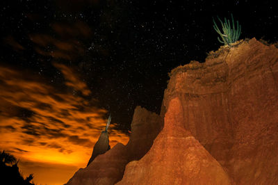 Low angle view of rocky mountains against sky at tatacoa desert