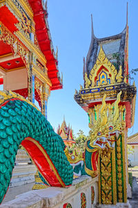 Low angle view of temple against building