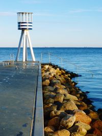 Scenic view of sea against clear sky