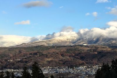 Scenic view of mountains against sky